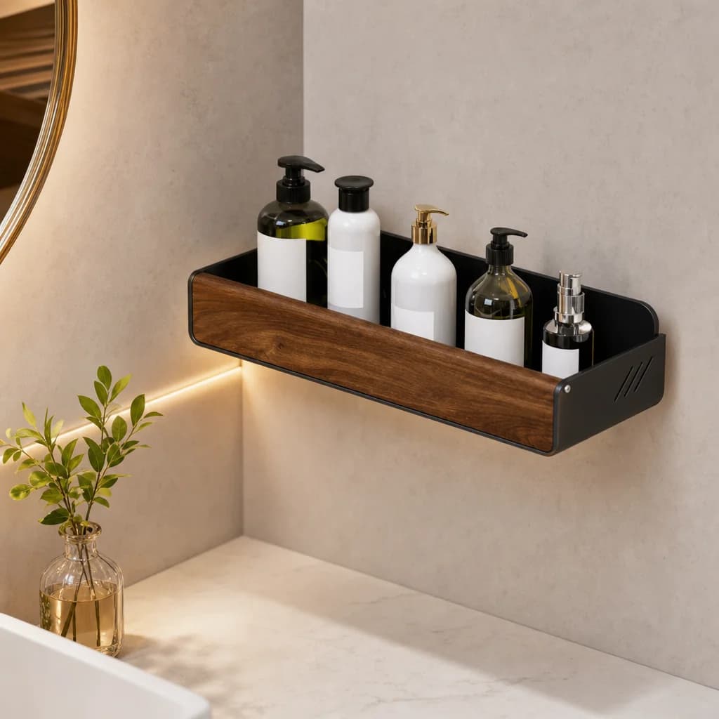 Solid Walnut Bathroom Wall Shelf